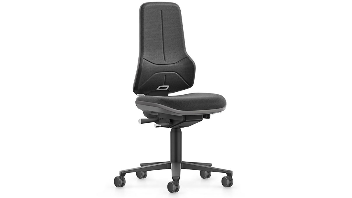 Bimos Neon XXL siège de travail pour charges lourdes 9565, hauteur d'assise 45 - 62 cm, technique de
synchronisationt, piétement noir, ruban flexible gris, roulettes souples pour sols durs, avec élément
rembourré Supertec