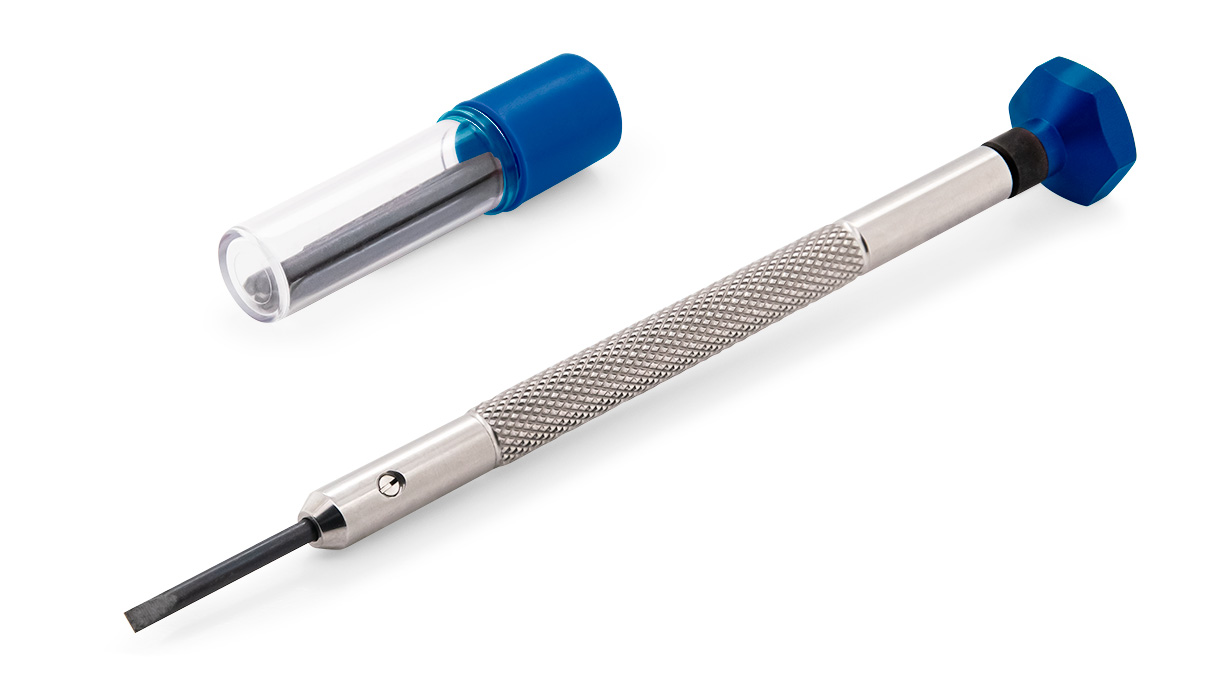 VOH tournevis, mèche 1,5 mm, bleu foncé, avec des lames de rechange