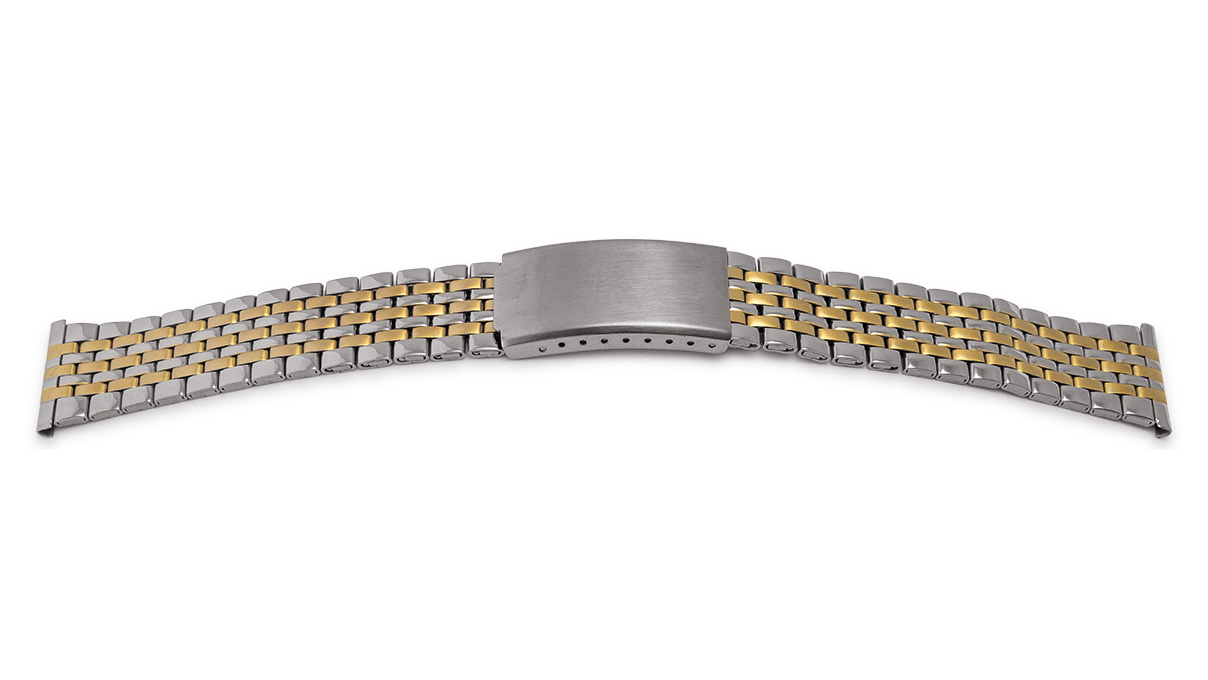 Bracelet de montre Elegance, acier inoxydable, bicolor, largeur 18 mm, cornes 20 mm, longueur 170 mm