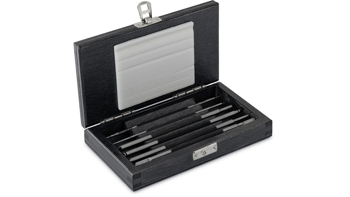 Bergeon 30414 Fraises d'horloger dans un étui en bois, 6 pièces