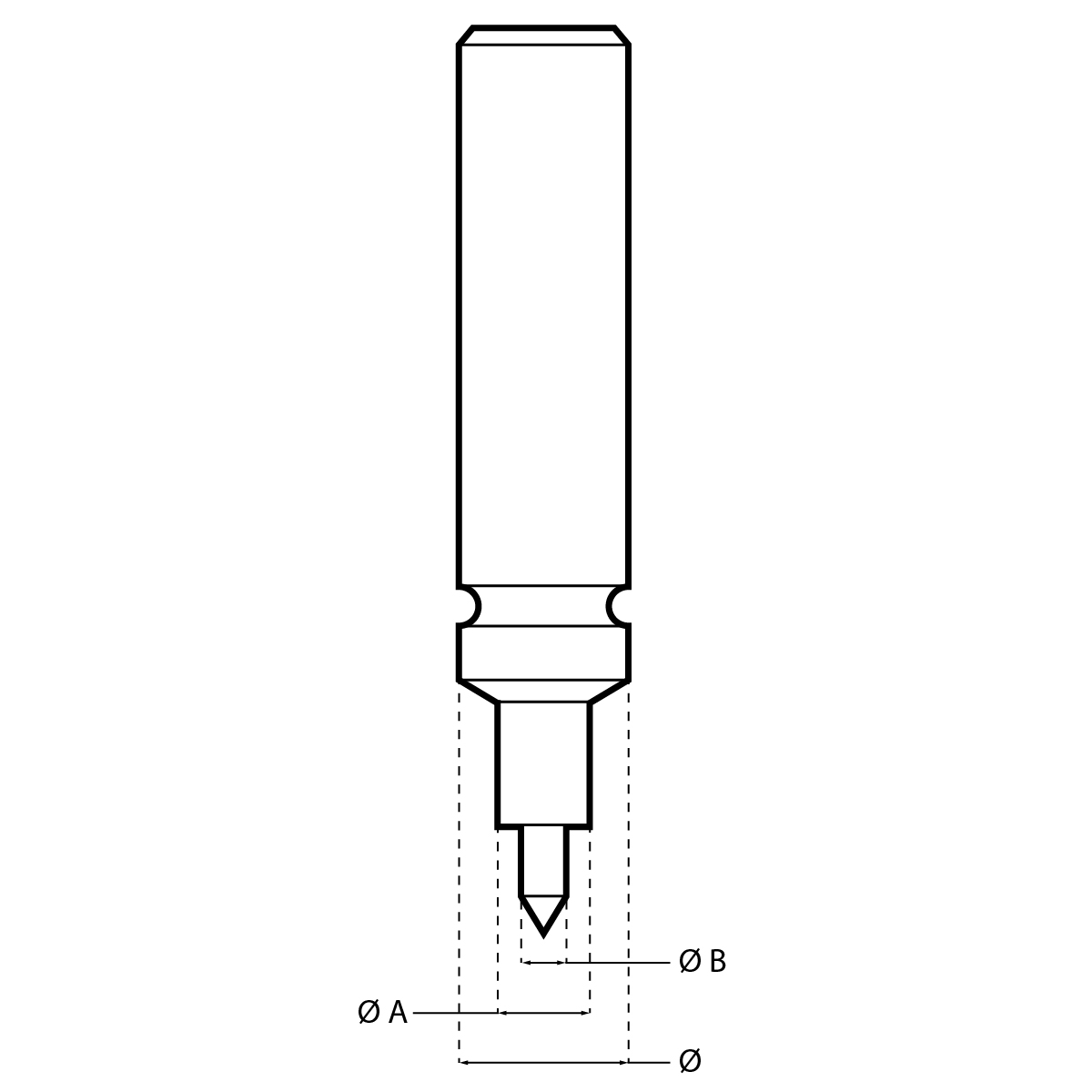 Horia AS 1000-03-280 Stempel, Korpus Ø 3 mm, Spitze Ø 0,8 mm