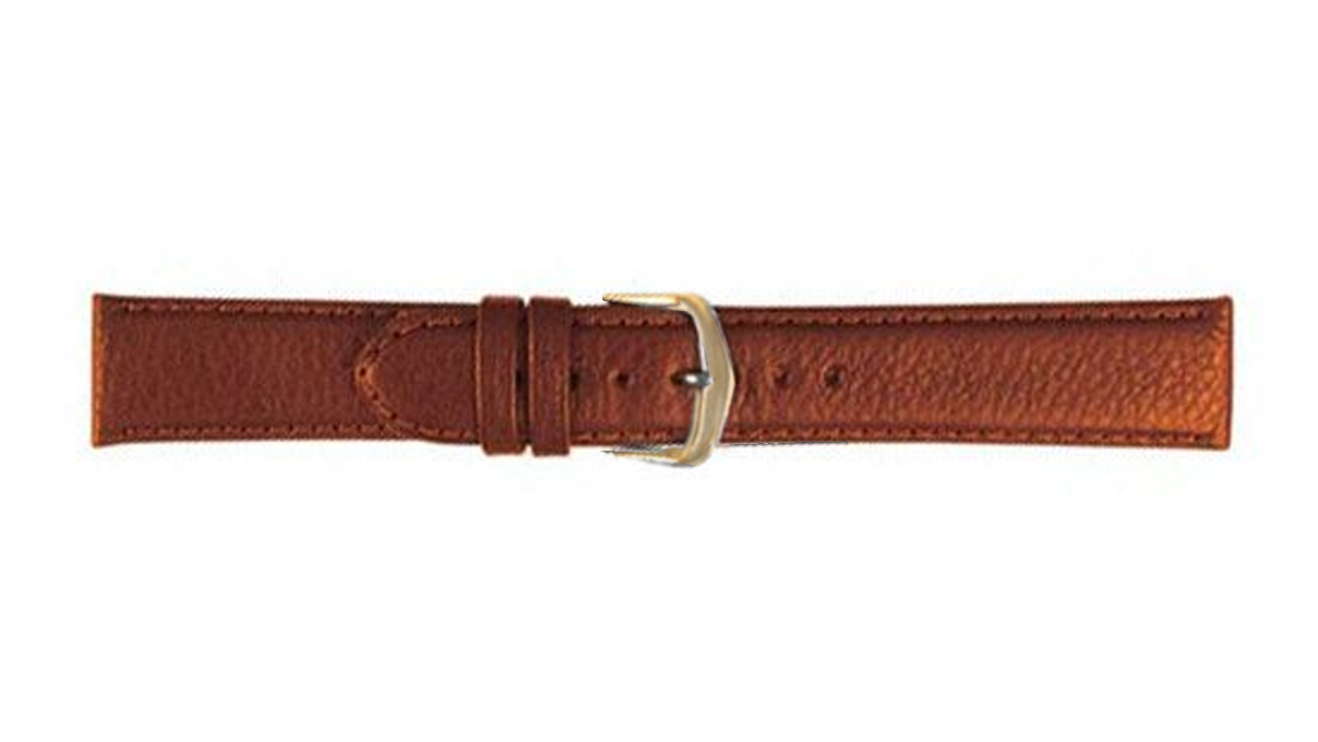 Bracelet de montre, Eco, Cuir de veau, 22 mm, Naturelle, Boucle Plaqué or