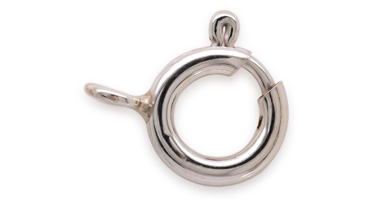 Anneau ressort sans collier, 925/- Argent, Ø 10 mm, Couleur Blanc