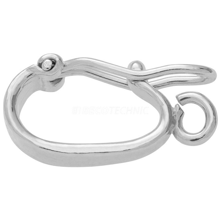 Fermoir de collier 925/-argent rhodiné H 4,5 x L 16,5 x P 7 mm avec anneau de pendentif