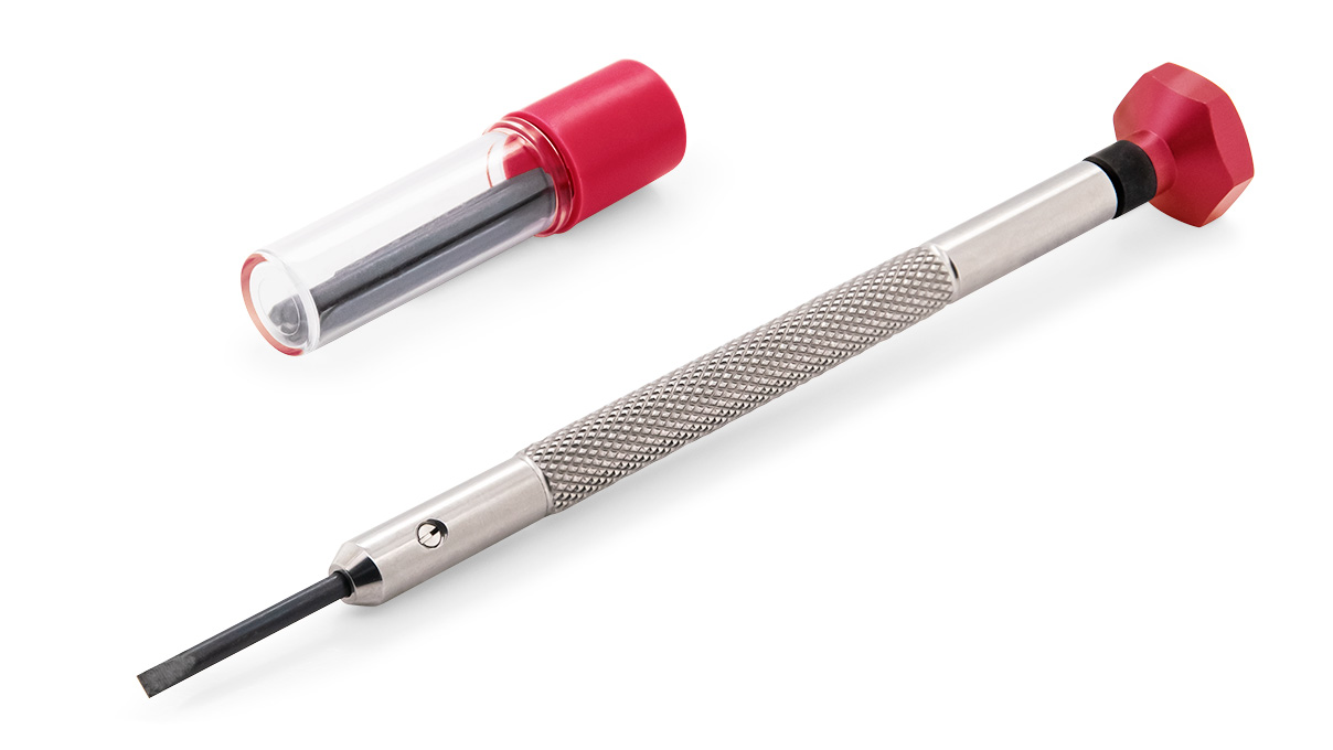 VOH tournevis, mèche 1,2 mm, rouge, avec des lames de rechange