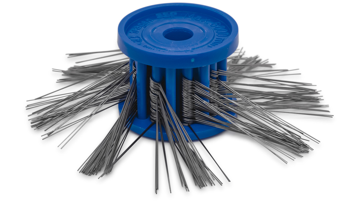 Brosses à finition mat, bleu, Ø 90 mm, fil Ø 0,45 mm