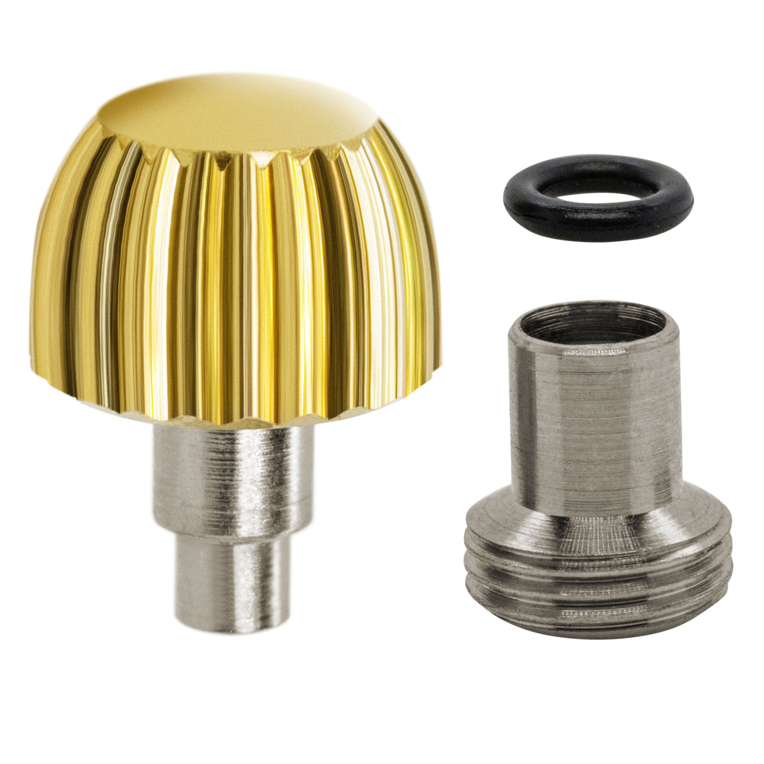 Couronne à vis, PBB, 3 microns jaune avec tubus/joint, hauteur 3,8, Ø 5,25, tubus 2,5, filetage 0,9, étanche