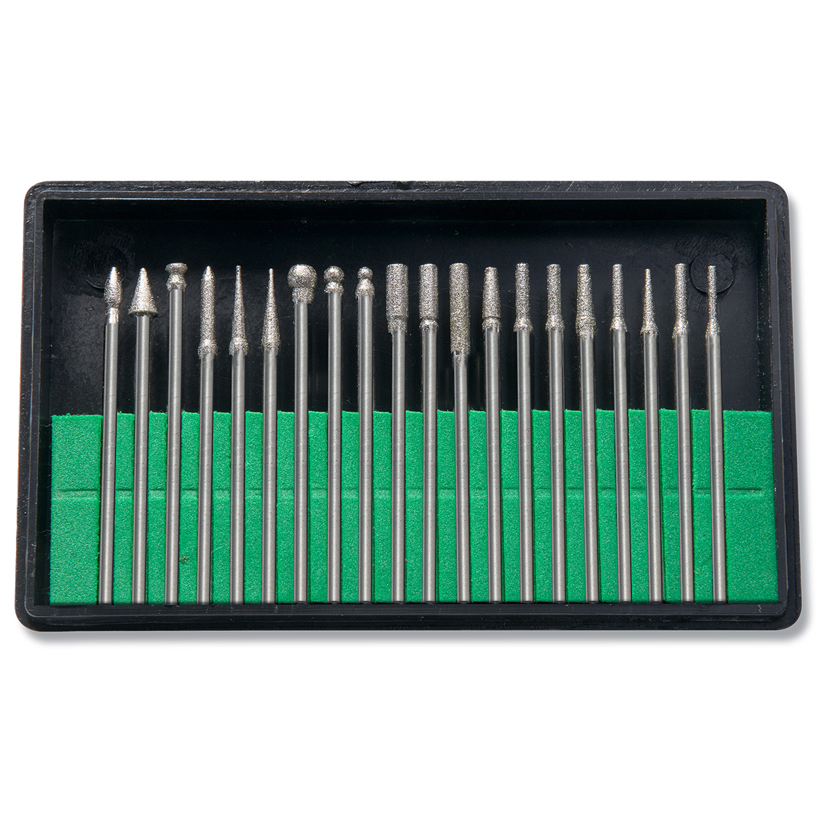 Diamantbohrer Sortiment, div. Kopfformen, 20 Stück, Schaft Ø 2,35 mm