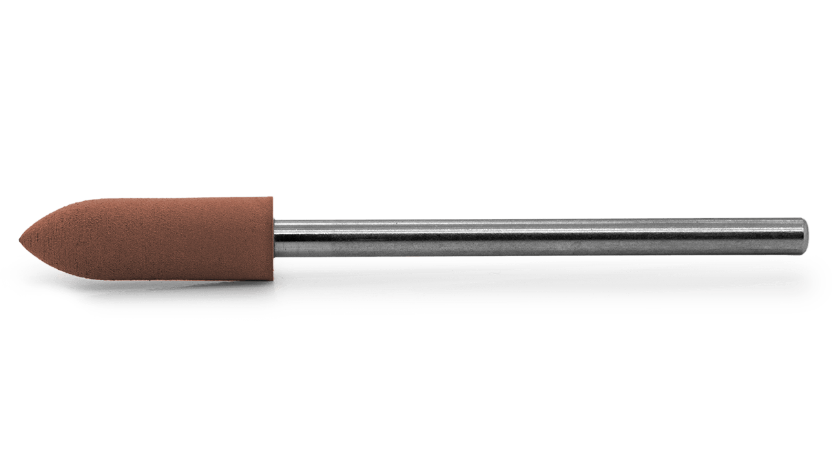 Polissoir Eveflex, rouge-brun, torpille, Ø 5 x 16 mm, souple, grain moyen, tige HP