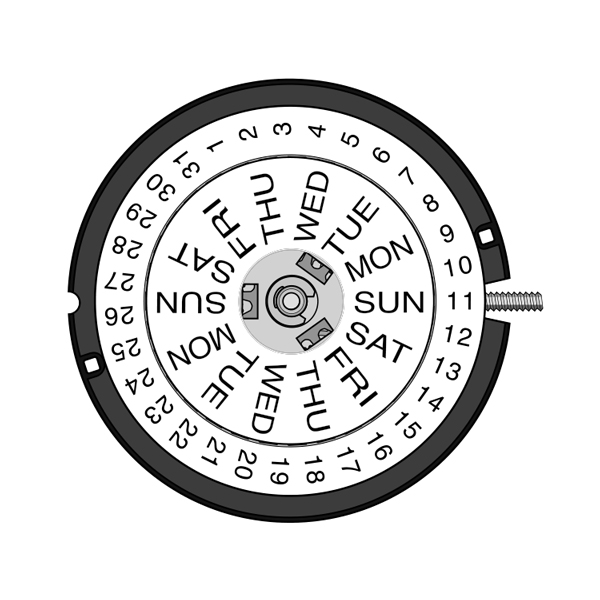 Mvt. ETA 803.124 8 3/4''' DAY/DATE3 SC Quartz (377 | SR626SW)