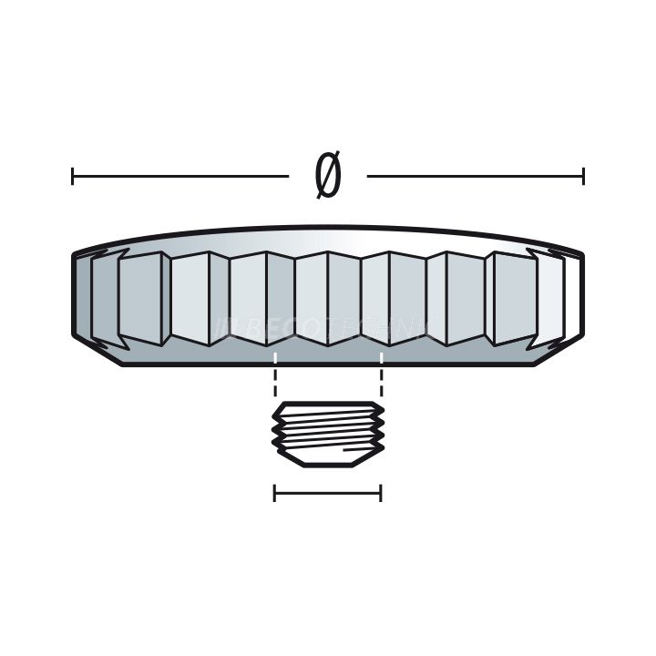 Couronne simple 920 Chrono N, palladium, tube court, Ø 5,25, filetage 0,9, pas étanche