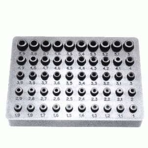 Socle pour mèches hélicoïdals Ø 6 à 10 Avec marquage des diamètres 1/10 en 1/10