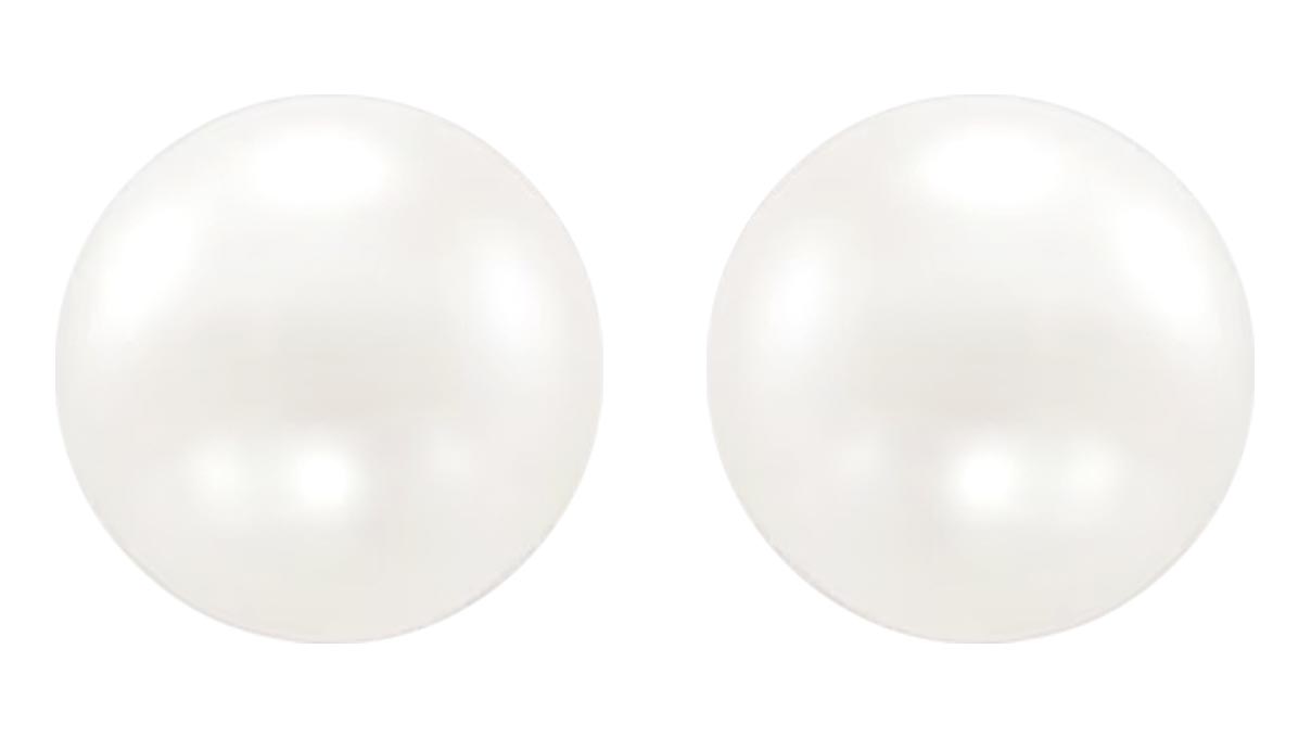 QPP Ohrstecker A62, Rund Ø 4 mm, Perle weiß, Edelstahl gelb vergoldet, 1 Paar
