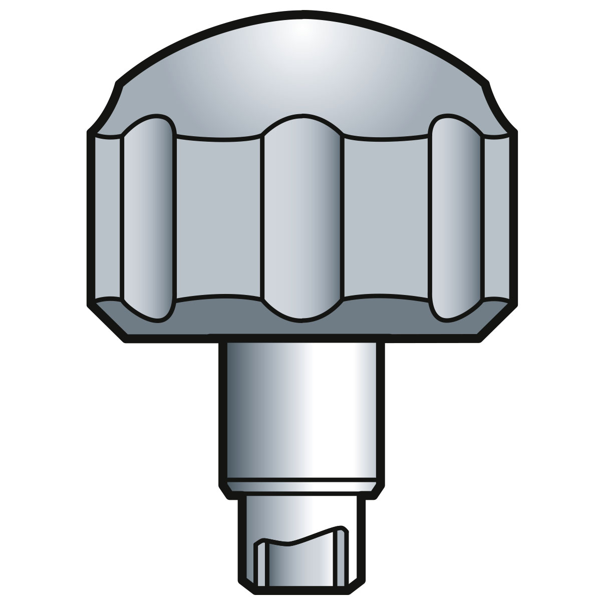 Couronne à vis, PBM, acier inoxydable avec tubus/joint, hauteur 3,5, Ø 4,5, tubus 2,5, filetage 0,9, étanche