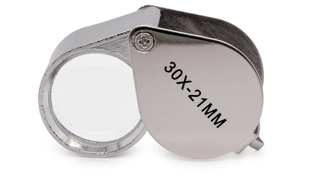 Triplet loupe pour diamants, grossissement 30x, lentille Ø 21 mm, chromée