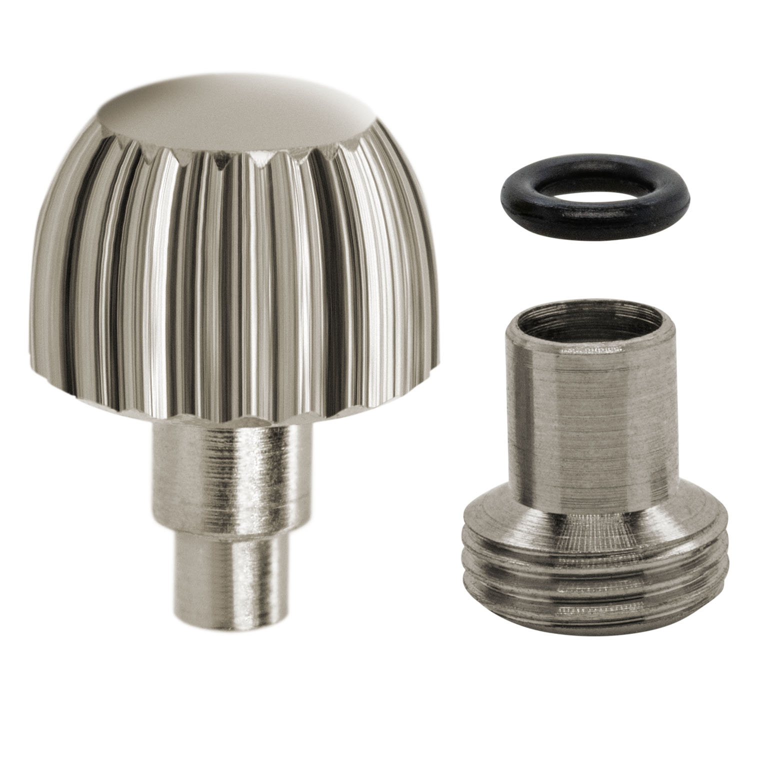 Couronne à vis PBB, acier inoxydable avec tubus/joint, hauteur 3,8, Ø 5,25, tubus 2,5, filetage 0,9, étanche