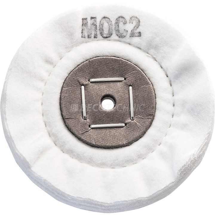 Merard disque de polissage MOC2, flanelle, blanc, Ø 100 x 10 mm, noyau en carton, cousu
