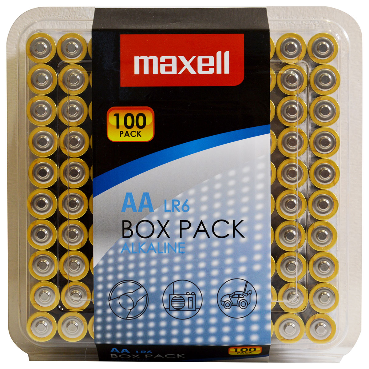 Maxell Alkaline LR6 AA Mignon 1,5 V piles, 100 pièces en Box Pack