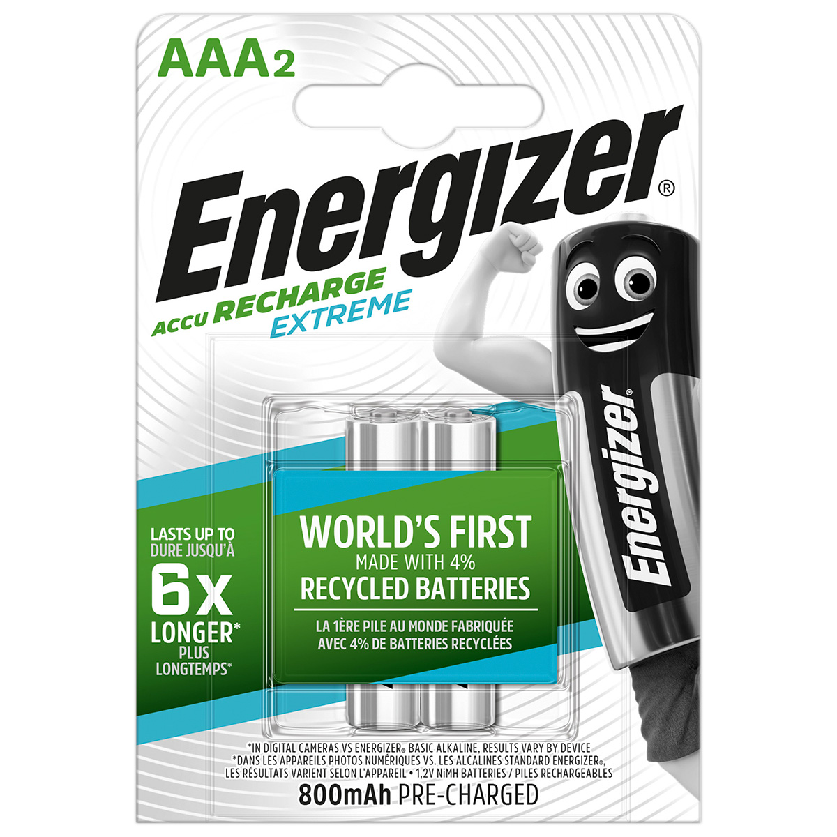 Energizer Micro accumulateur Recharge Extreme 1,2 volt 800 mAh dans un blister AAA/HR03