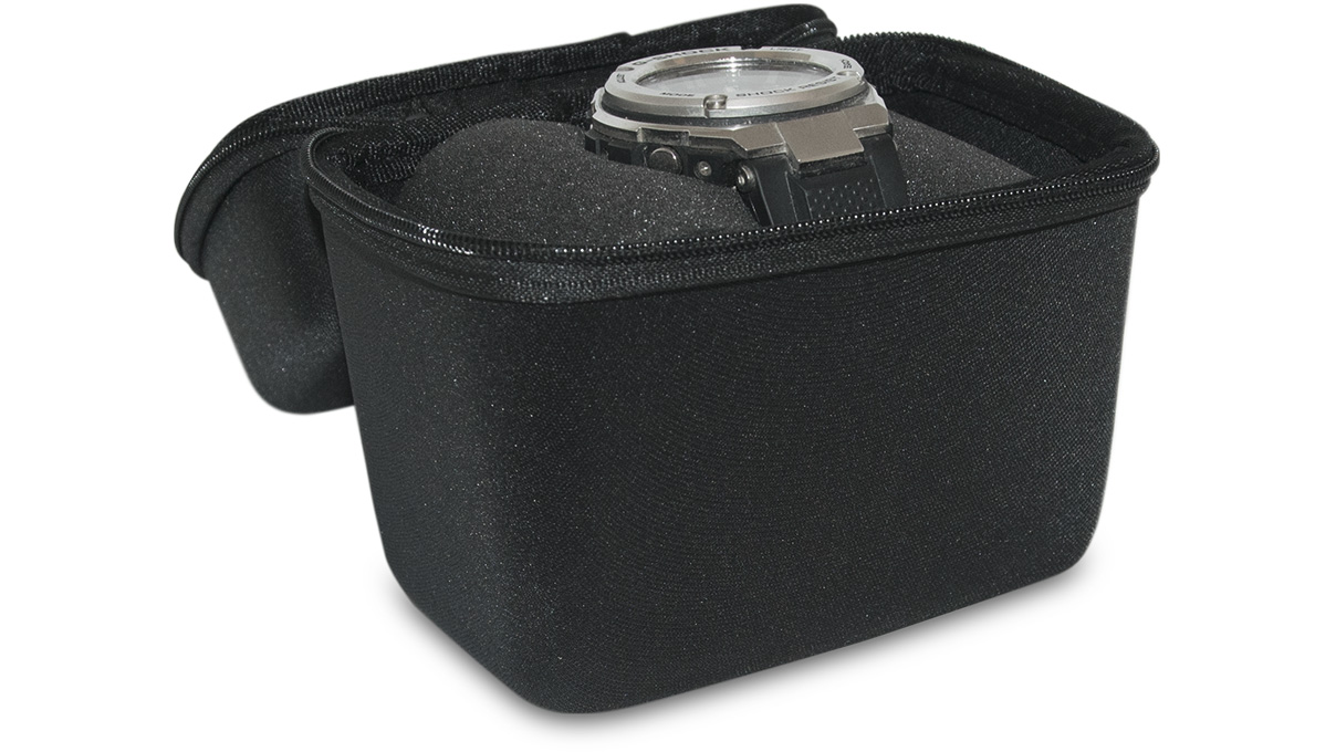 Watch Box étui de montre avec fenêtre, coque dure, revêtement textile, mat-brillant, noir