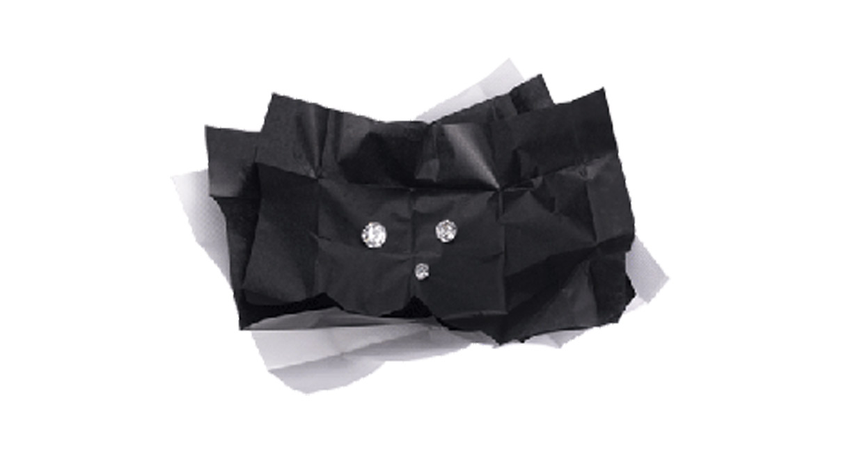 Papier diamant, 2 feuilles, noir, plissé 80 x 45 mm