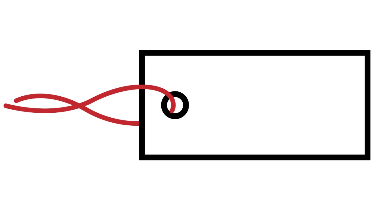 Étiquette à fil, Blanc avec fil rouge, Plastique, 21 x 10 mm, 1000 pièces