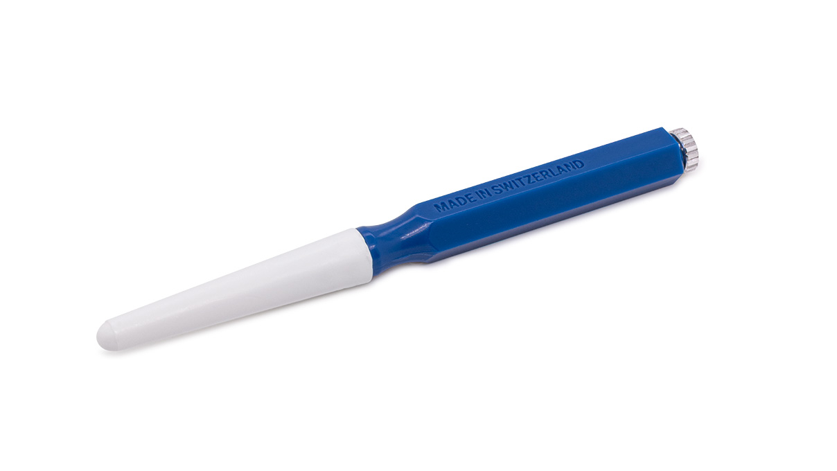 Pique-huile, bleu, bombé, fine, 0,3 mm, avec 2 pointes de rechange