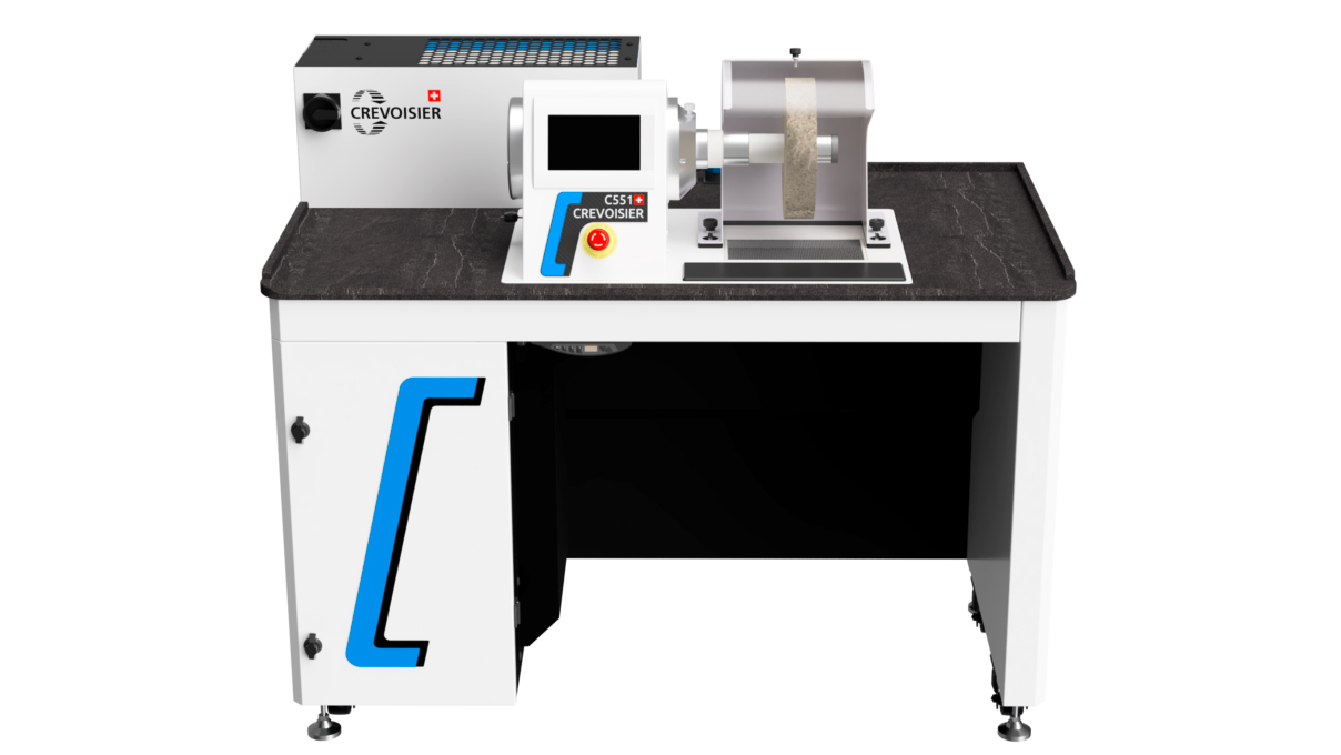 Crevoisier C551 (M12) avec établi SLINE2 Short, aspiration incluse, plateau couleur ardoise avec
encadrement, bloc d'alimentation en bas (400 V)