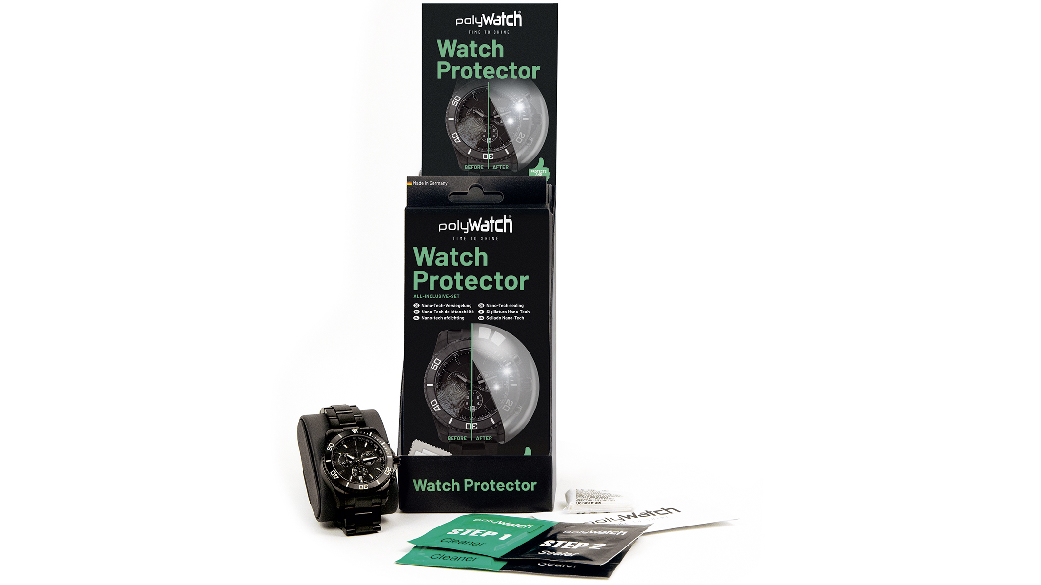 polyWatch Watch Protector, étanchéité, emballages individuels