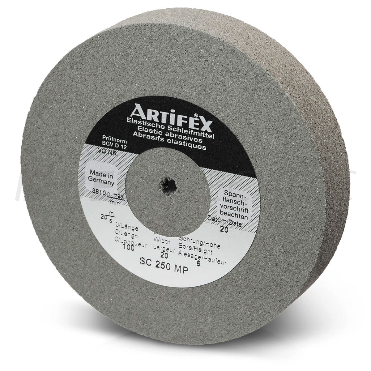 Artifex meule SC 250 MP, grain fin, dureté moyenne, Ø 100 x 20 mm, alésage Ø 25 mm