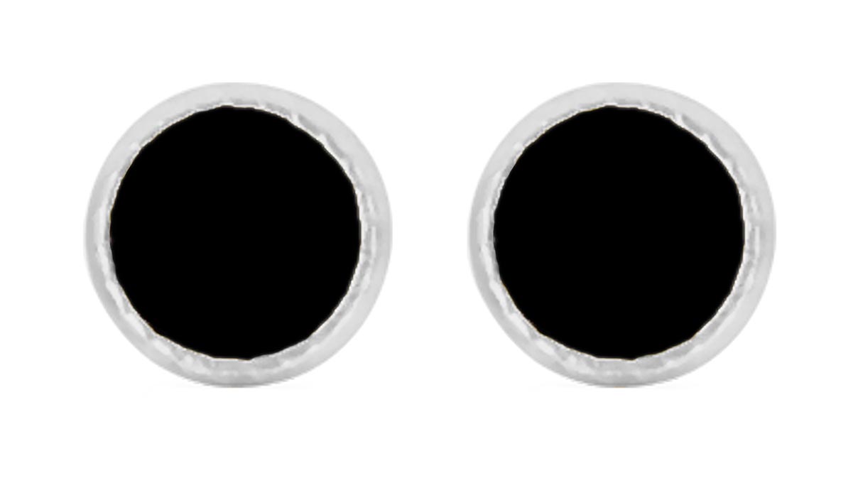 QPP Ohrstecker A47, Rund Ø 4,5 mm, Emaille schwarz, Edelstahl weiß, 1 Paar