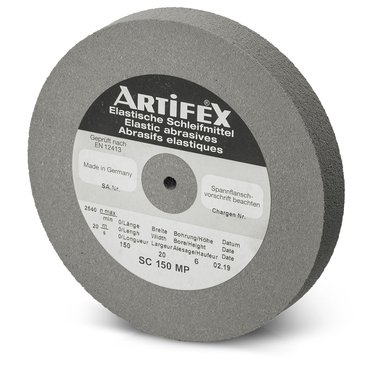 Artifex meule SC 150 MP, grain moyenne, dureté moyenne, Ø 150 x 20 mm, alésage Ø 6 mm