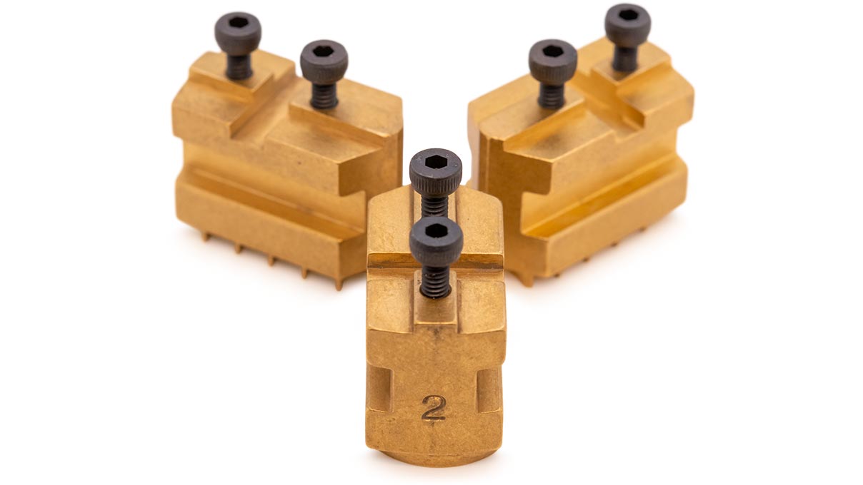 Base en laiton pour mâchoires de serrage, set de 3 pièces