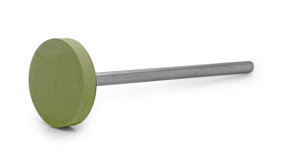 Polissoir Eveflex, vert clair, roue, Ø 14,5 x 2 mm, doux, grain très fin, tige HP