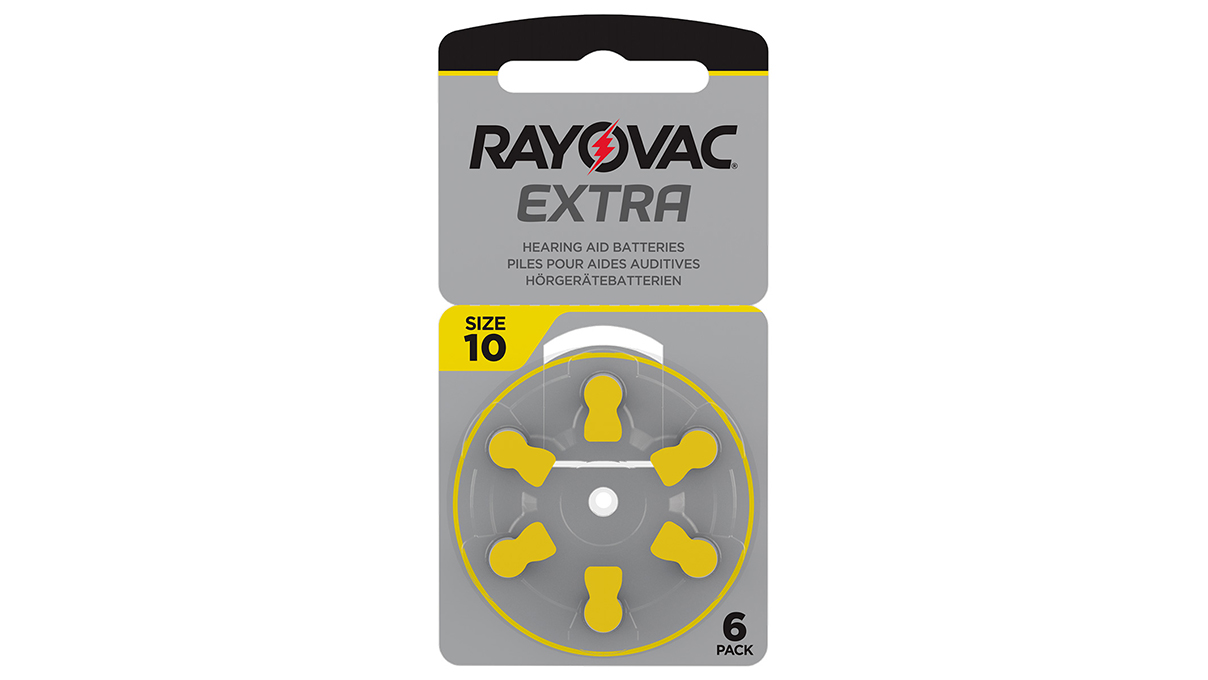 Rayovac Extra, 6 piles auditives No. 10 (Sound Fusion Technology), plaquette
