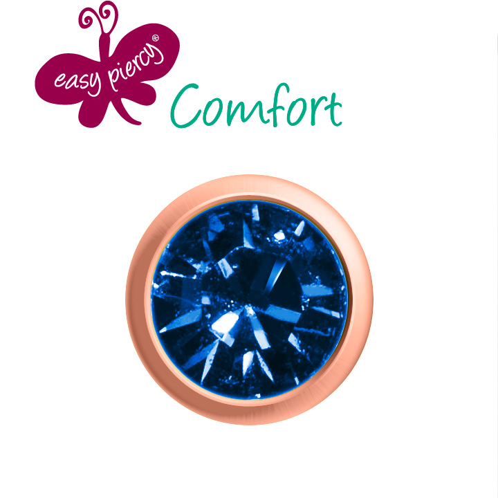 Easy Piercy Comfort 1 paire de boutons d'oreilles Ø 3,95 mm, or rose, imitation saphir