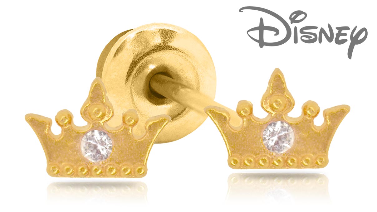 QPP Ohrstecker JCM11, Krone gold, Disney-lizenziert, gelb, 1 Paar