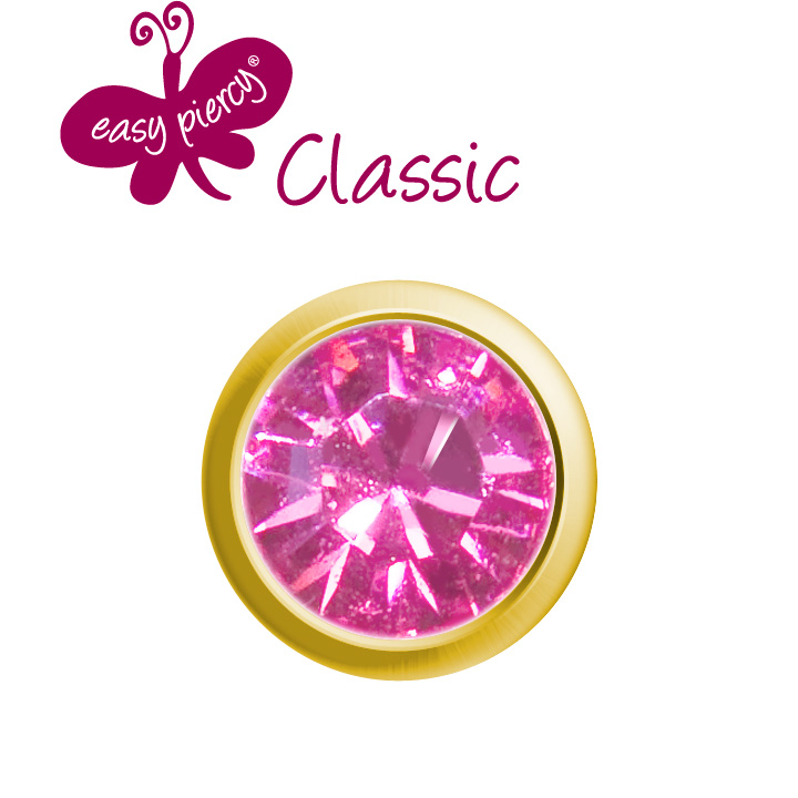 1 paire boutons d'oreilles Easy Piercy Classic, doré, imitation de rosé