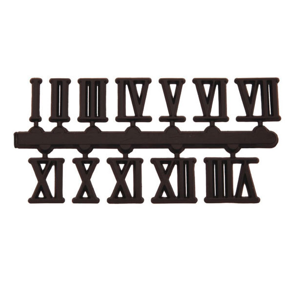 Jeu de chiffres 1 - 12 pour grandes horloges, plastique, noir, chiffres romains, 10 mm