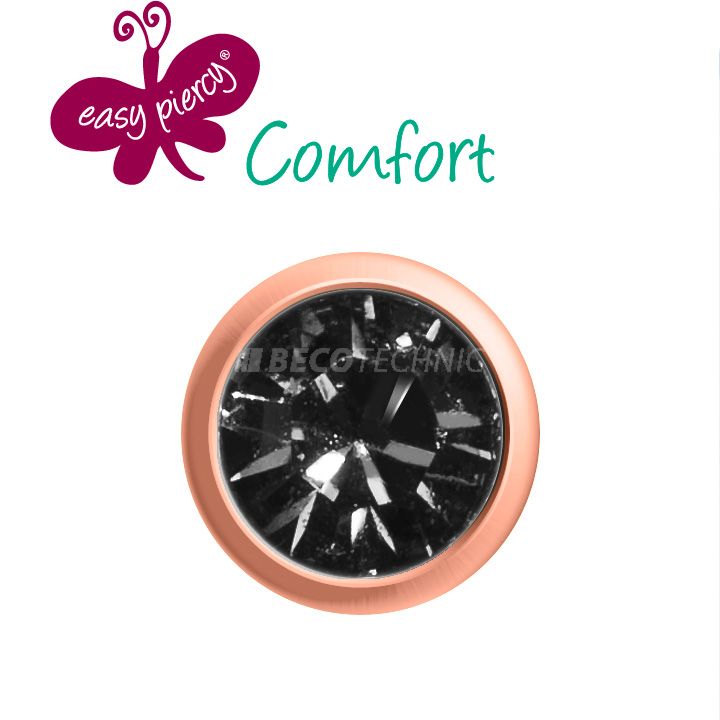 Easy Piercy Comfort 1 paire de boutons d'oreilles Ø 3,95 mm, or rose, imitation onyx