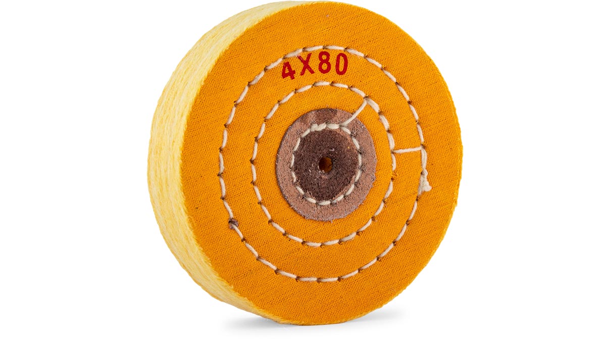 Disque de polissage, coton, jaune, Ø 100 mm, largeur 25 mm