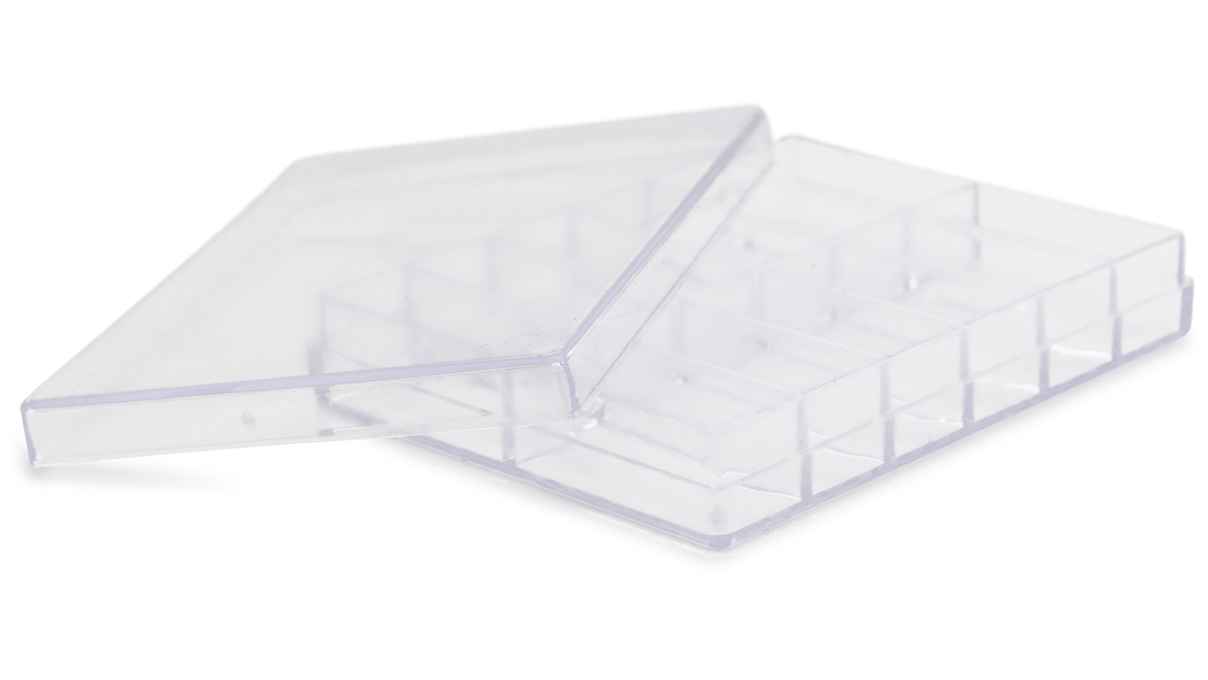 Boîte de présentation avec couvercle à emboîter, transparente, 12 compartiments