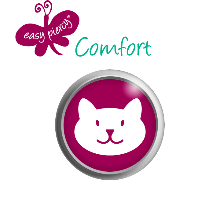 Easy Piercy Comfort 1 paire de boutons d'oreilles Ø 5,5 mm, blanc, Chat