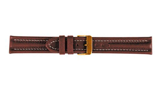 Bracelet de montre, Arizona Sport, Cuir de veau, 18 mm, Brun, Boucle Plaqué or