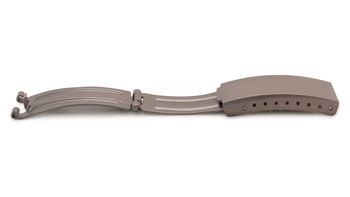 Boucle déployante pour bracelet, coup/largeur: 10 mm, 18 mm, Satinée, Titanfarben, Titane