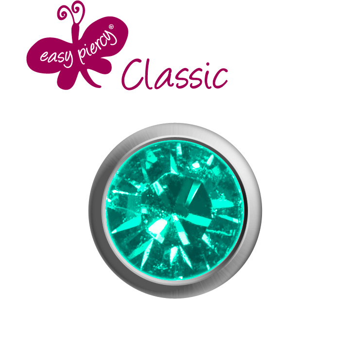 1 paire boutons d'oreilles Easy Piercy Classic, blanc, imitation de turquoise