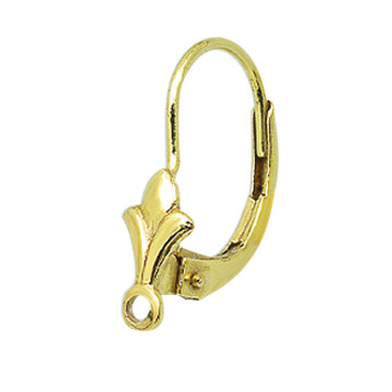 Dormeuses, forme de lys, oeillet en croix, 333/- or jaune