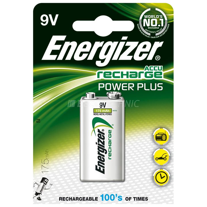 Energizer 9V-bloc accumulateurs Recharge Power Plus 175 mAh dans un blister 6LR61/522