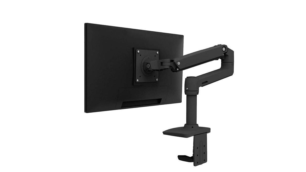 Support de bureau pour moniteurs jusqu'à 34" (86 cm), réglable en hauteur, inclinable, pivotant, rotatif, noire,
équipement spécial pour Ergolift Evolution