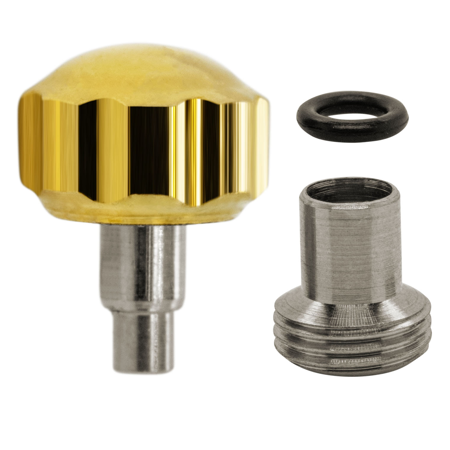 Couronne à vis, PBM, 3 microns jaune avec tubus/joint, hauteur  3,5, Ø 4,5, tubus 2,5, filetage 0,9, étanche